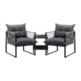 Livsip 3PCS Outdoor Patio Set Wicker Table Chairs with Cushions