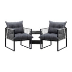 Livsip 3PCS Outdoor Patio Set Wicker Table Chairs with Cushions