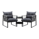 Livsip 3PCS Outdoor Patio Set Wicker Table Chairs with Cushions