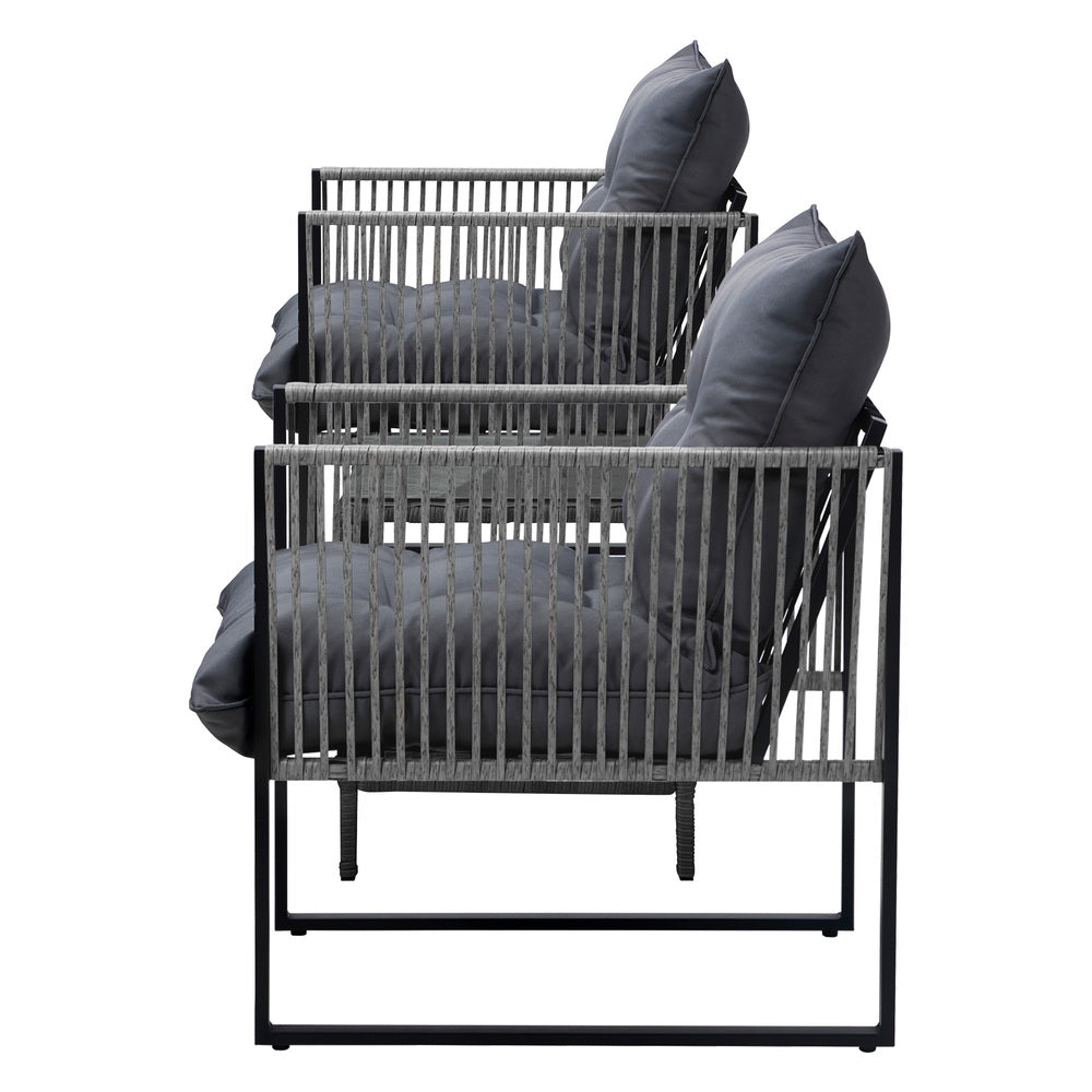 Livsip 3PCS Outdoor Patio Set Wicker Table Chairs with Cushions