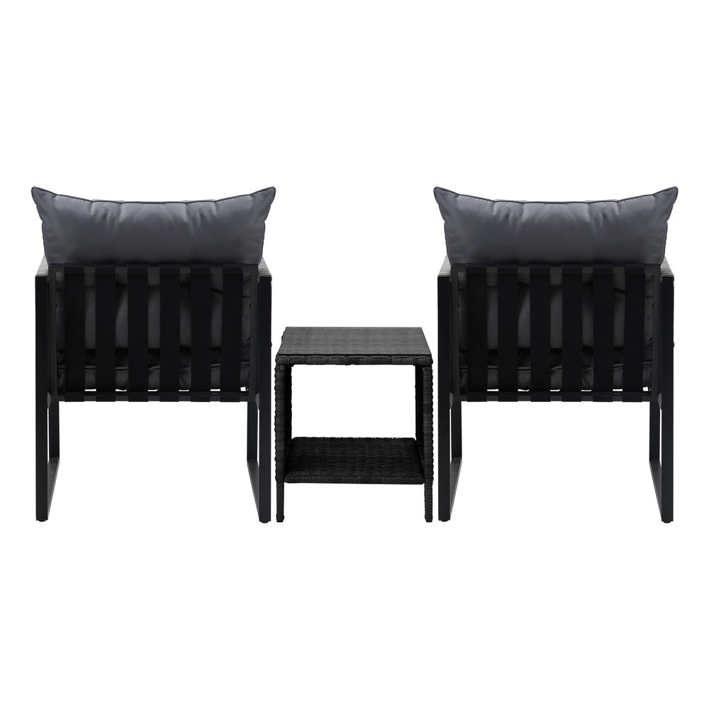 Livsip 3PCS Outdoor Patio Set Wicker Table Chairs with Cushions