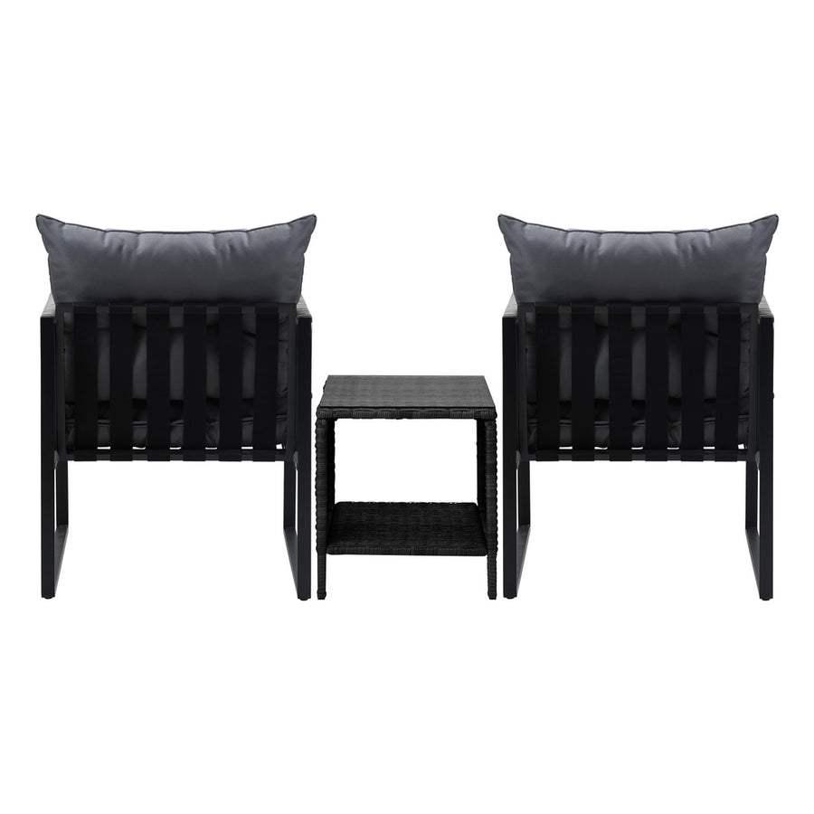 Livsip 3PCS Outdoor Patio Set Wicker Table Chairs with Cushions, image 5