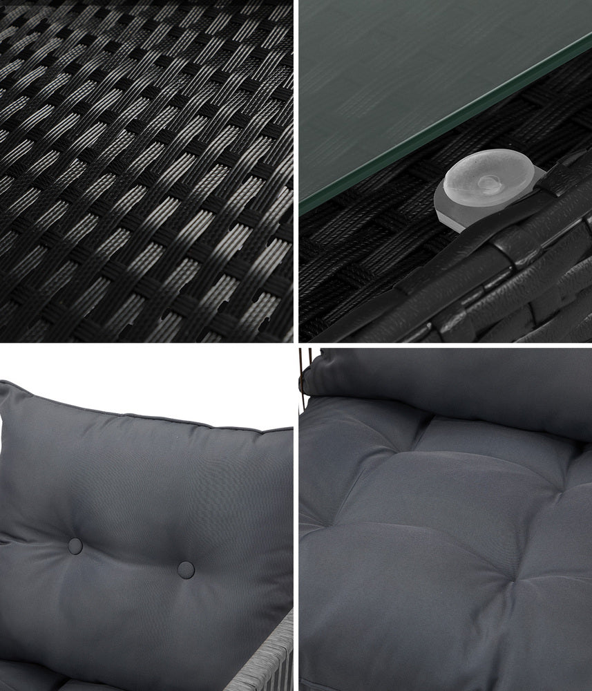 Livsip 3PCS Outdoor Patio Set Wicker Table Chairs with Cushions