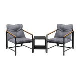 Livsip 3 Piece Outdoor Patio Set Metal Chairs Rattan Table