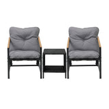 Livsip 3 Piece Outdoor Patio Set Metal Chairs Rattan Table