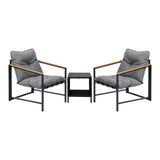 Livsip 3 Piece Outdoor Patio Set Metal Chairs Rattan Table