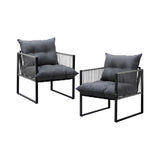 Livsip 2PCS Outdoor Patio Chairs Garden Sofa Set PE Wicker Grey - Close-Up Angle