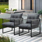 Livsip 2PCS Outdoor Patio Chairs Garden Sofa Set PE Wicker Grey - Side View