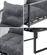 Livsip 2PCS Outdoor Patio Chairs Garden Sofa Set PE Wicker Grey - Rear View