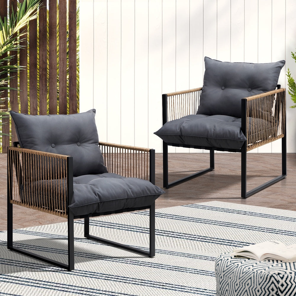 Livsip 2PCS Outdoor Chairs Patio Set PE Wicker