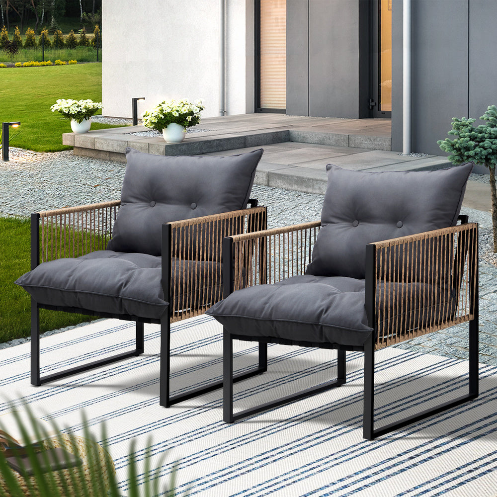 Livsip 2PCS Outdoor Chairs Patio Set PE Wicker
