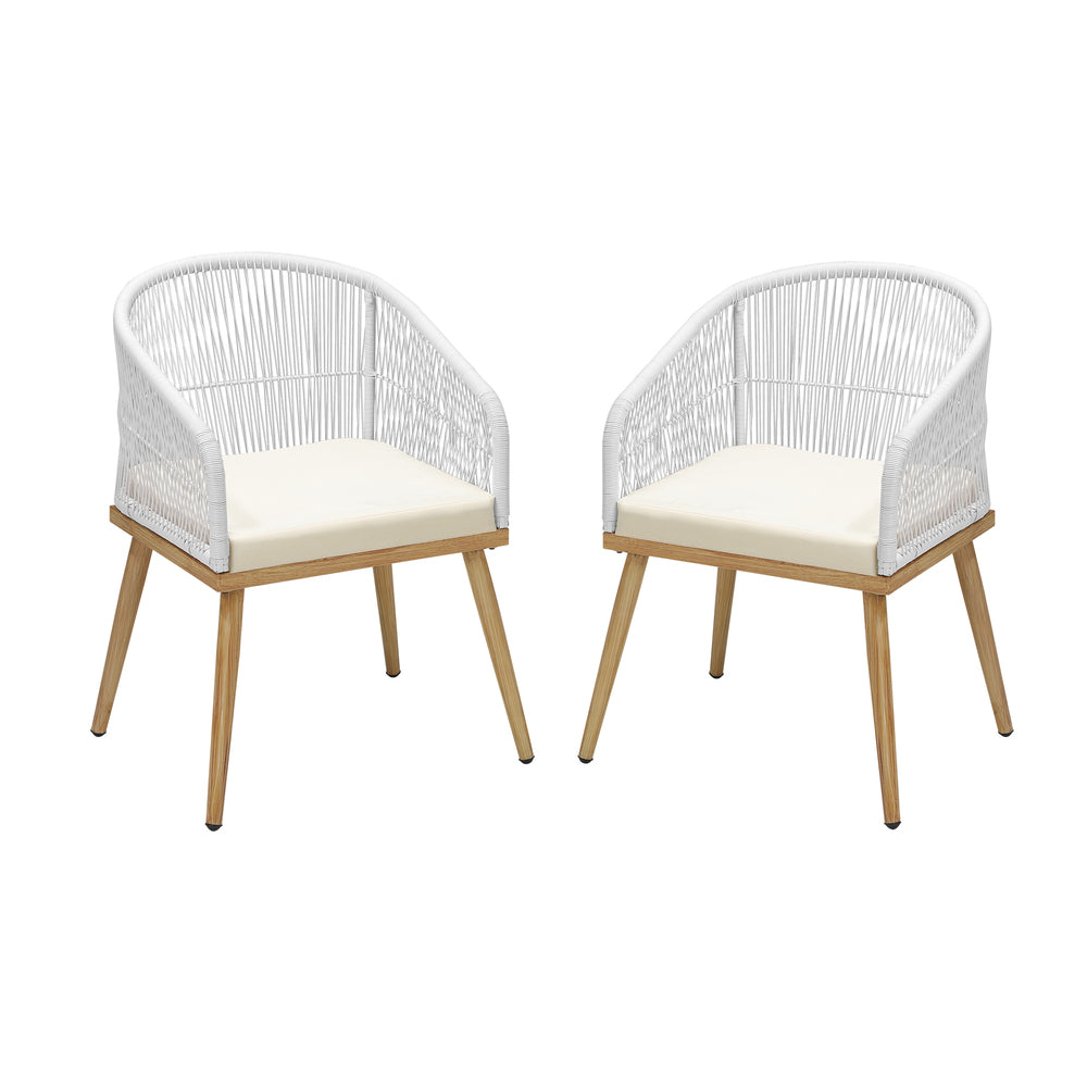 Livsip Outdoor Armchair X2 with Rope and Padded Seat Beige