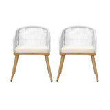 Livsip Outdoor Armchair X2 with Rope and Padded Seat Beige - 45-Degree Angle