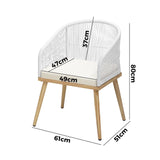 Livsip Outdoor Armchair X2 with Rope and Padded Seat Beige - Top-Down View
