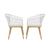 Livsip Outdoor Armchair X2 with Rope and Padded Seat Beige - Close-Up Angle