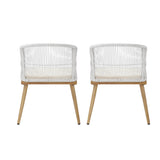 Livsip Outdoor Armchair X2 with Rope and Padded Seat Beige - Side View