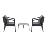 Livsip 3PCS Outdoor Patio Set 50cm Coffee Table Grey Chairs
