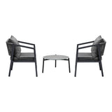 Livsip 3PCS Outdoor Patio Set 50cm Coffee Table Grey Chairs - Close-Up Angle