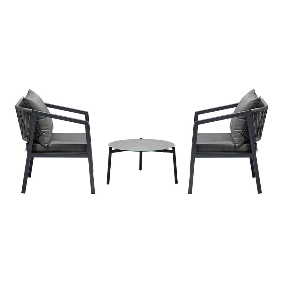 Livsip 3PCS Outdoor Patio Set 50cm Coffee Table Grey Chairs