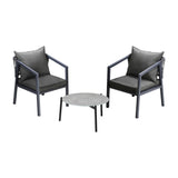 Livsip 3PCS Outdoor Patio Set 50cm Coffee Table Grey Chairs - Top-Down View