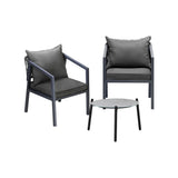 Livsip 3PCS Outdoor Patio Set 50cm Coffee Table Grey Chairs