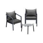 Livsip 3PCS Outdoor Patio Set 50cm Coffee Table Grey Chairs