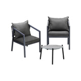 Livsip 3PCS Outdoor Patio Set 50cm Coffee Table Grey Chairs - Rear View