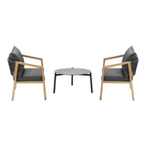 Livsip 3PCS Outdoor Patio Lounge Set Grey 50cm Coffee Table