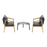 Livsip 3PCS Outdoor Patio Lounge Set Grey 50cm Coffee Table - Rear View