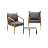 Livsip 3PCS Outdoor Patio Lounge Set Grey 50cm Coffee Table - Side View