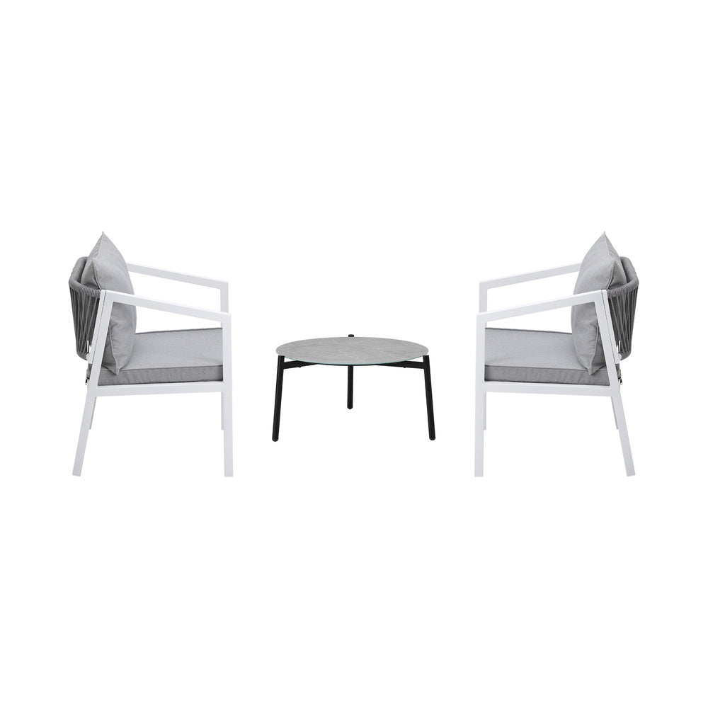 Livsip 3PCS Outdoor Patio Setting Grey 50cm Coffee Table