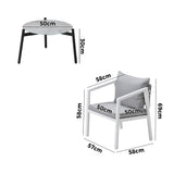 Livsip 3PCS Outdoor Patio Setting Grey 50cm Coffee Table - Side View