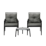 Livsip 3PCS Outdoor Patio Set 50CM Grey Marble Table Rattan Chairs