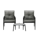 Livsip 3PCS Outdoor Patio Set 50CM Grey Marble Table Rattan Chairs - Top-Down View
