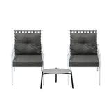 Livsip 3pc Outdoor Patio Sets 50CM Grey Round Table Rattan Chairs - Close-Up Angle