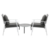 Livsip 3pc Outdoor Patio Sets 50CM Grey Round Table Rattan Chairs