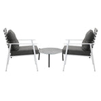 Livsip 3pc Outdoor Patio Sets 50CM Grey Round Table Rattan Chairs