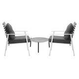 Livsip 3pc Outdoor Patio Sets 50CM Grey Round Table Rattan Chairs - 45-Degree Angle
