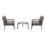 Livsip 3 Piece Outdoor Patio Set 50cm Table Grey and Black Armchair