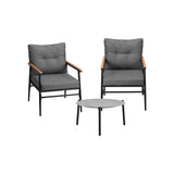 Livsip 3 Piece Outdoor Patio Set 50cm Table Grey and Black Armchair