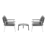 Livsip 3 Piece Outdoor Patio Set 50cm Table Grey and White Armchair