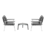 Livsip 3 Piece Outdoor Patio Set 50cm Table Grey and White Armchair - Front View