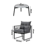 Livsip 3PCS Outdoor Patio Set 50cm Grey Table Cushioned Armchairs
