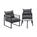 Livsip 3PCS Outdoor Patio Set 50cm Grey Table Cushioned Armchairs - Extra Image