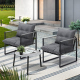 Livsip 3PCS Outdoor Patio Set 50cm Grey Table Cushioned Armchairs - Close-Up Angle