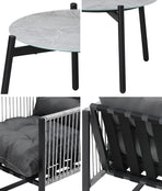 Livsip 3PCS Outdoor Patio Set 50cm Grey Table Cushioned Armchairs