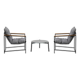 Livsip 3PC Outdoor Patio Furniture Set 50CM Round Grey Marble Table