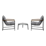 Livsip 3PC Outdoor Patio Furniture Set 50CM Round Grey Marble Table - Side View