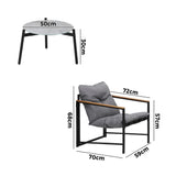 Livsip 3PC Outdoor Patio Furniture Set 50CM Round Grey Marble Table - Top-Down View