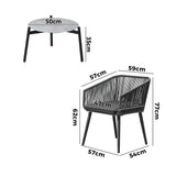 Livsip 3 Piece Outdoor Lounge Set Polyester rope detailing - Rear View
